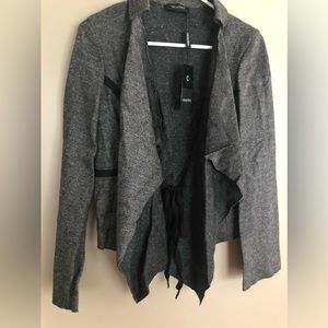 NWT  CARACTERE Wool Gray & Black Italian Sweater Jacket  Size 8  $315